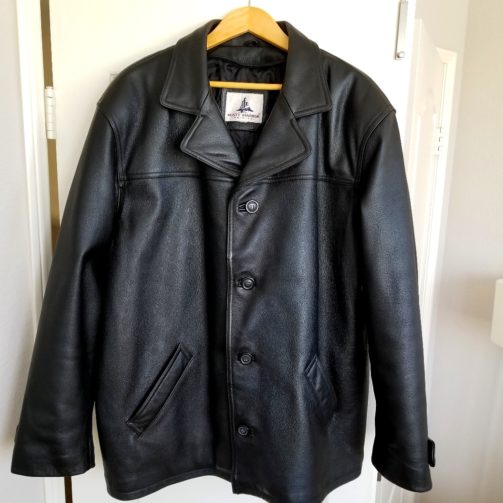 Misty Harbor black leather jacket XL